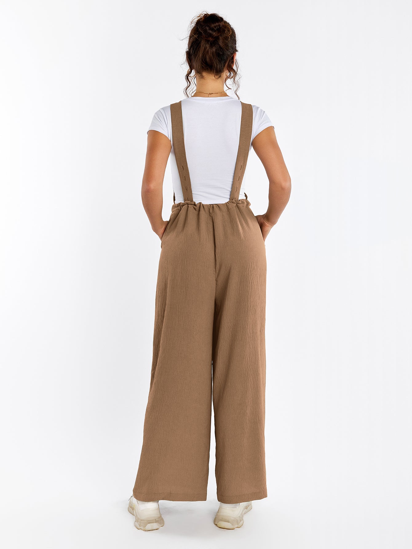 Drawstring Adjustable Button Back Pocket Jumpsuit