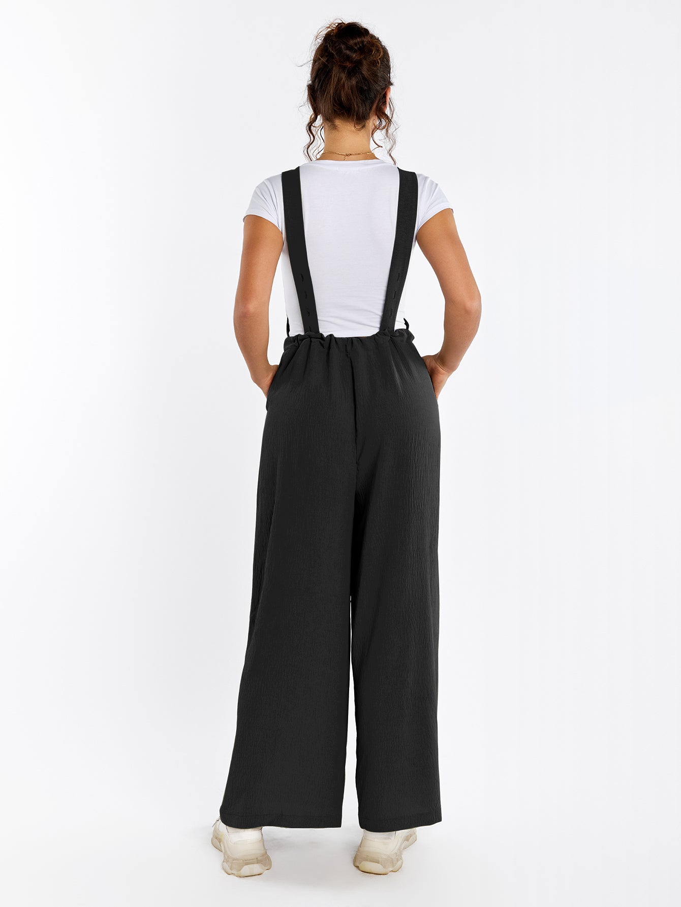 Drawstring Adjustable Button Back Pocket Jumpsuit