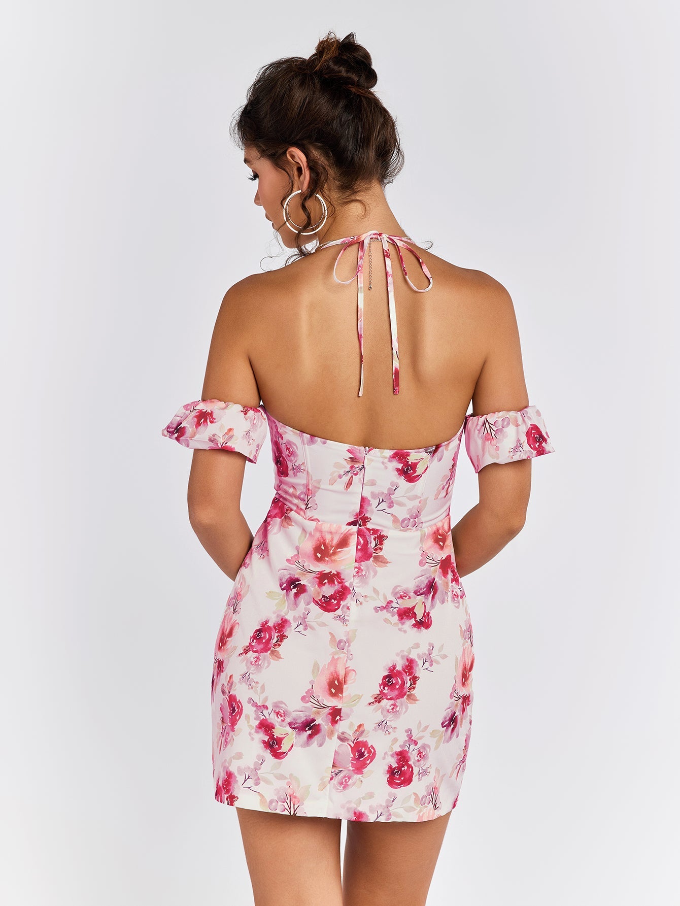 Halter Corset Floral Mini Dress