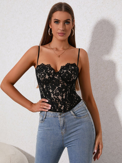 Zip Back Lace Cami Top