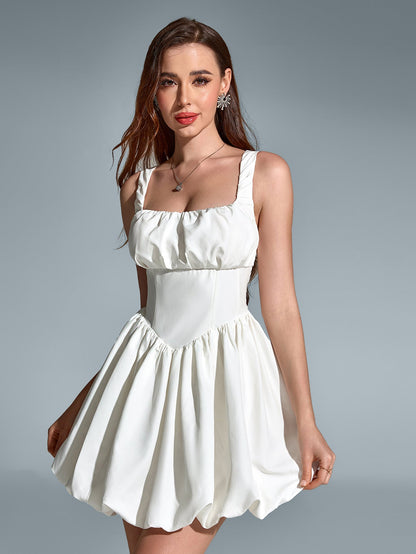 Backless Pleated Hem Bodycon Cami Dress