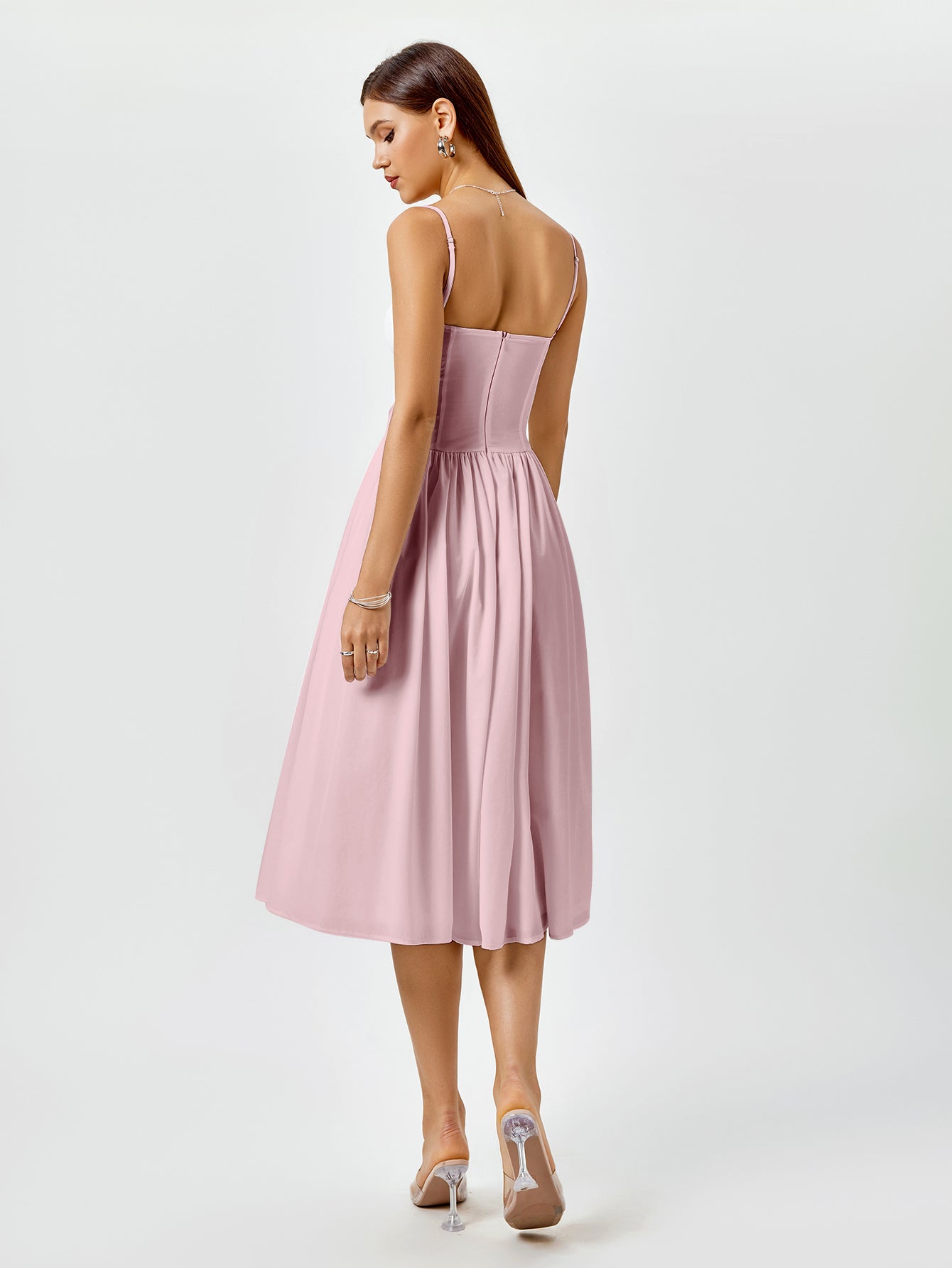 Corset Backless Solid Midi Dress
