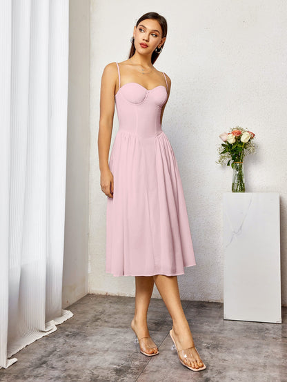 Corset Backless Solid Midi Dress