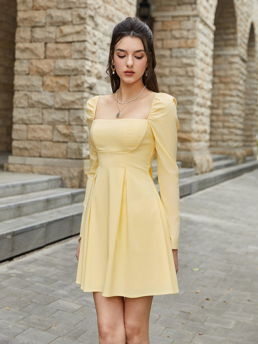 Cut Out Bow Tie Back Ruched Mini Dress