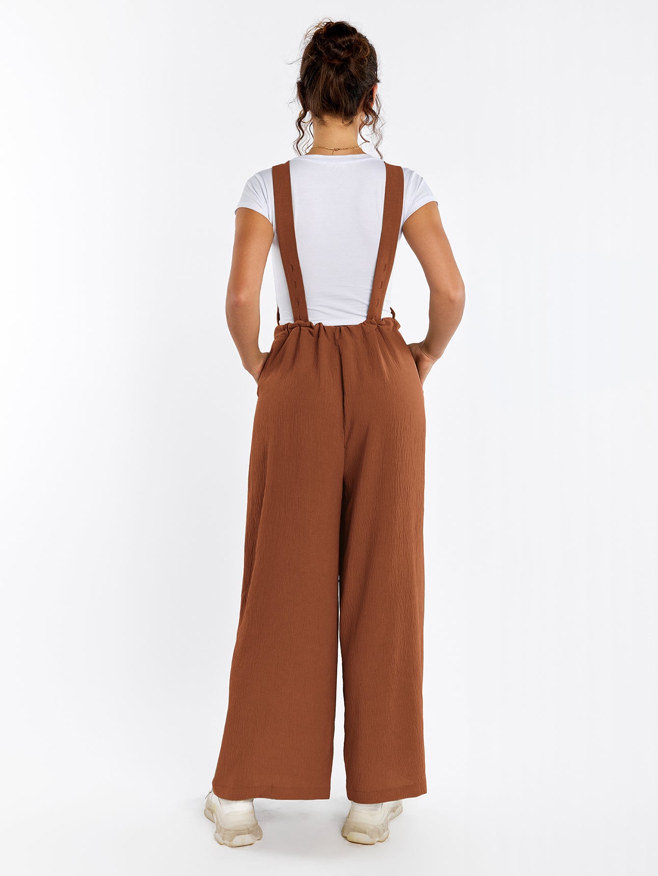 Drawstring Adjustable Button Back Pocket Jumpsuit
