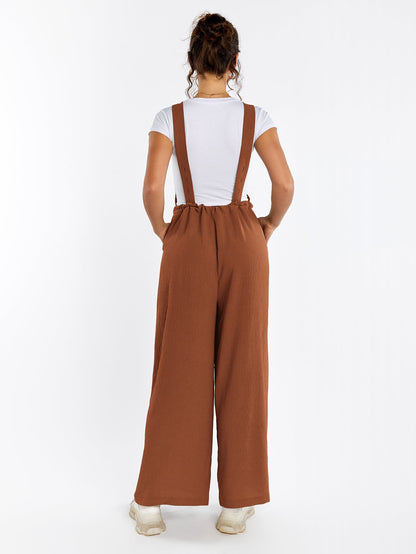 Drawstring Adjustable Button Back Pocket Jumpsuit