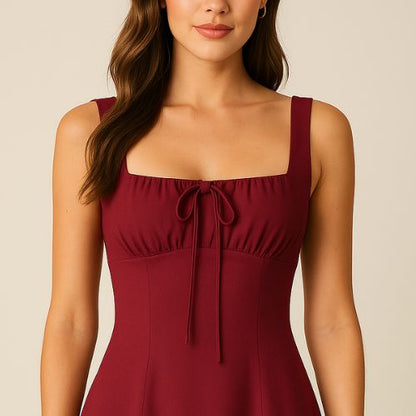 Elegant Lace-up Midi Dress