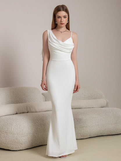 Ribbon Trim Ruched Mermaid Hem Prom Dress