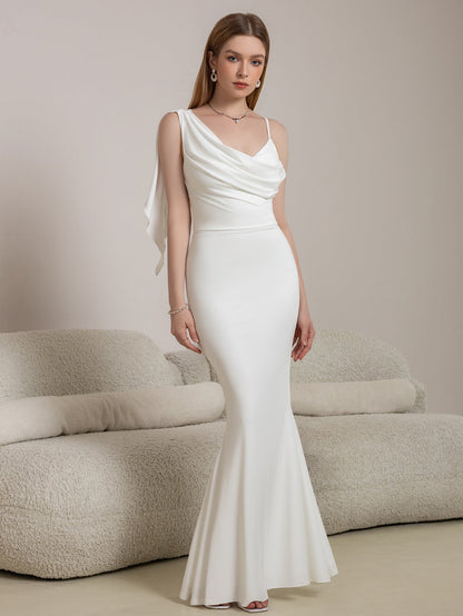 Ribbon Trim Ruched Mermaid Hem Prom Dress