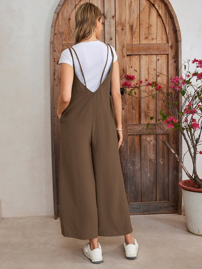Tie Back Pocket Wide Legs Jumpsuit