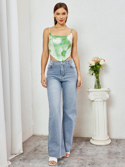 Tie Dye Backless Zipper Top