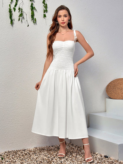 Tie Shoulder Backless Flared Hem Cami Dress