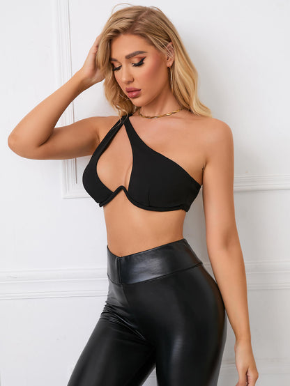 Cut Out One Shoulder Crop Top
